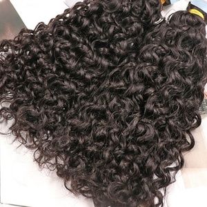 (Applied once and removed) CURLS QUEEN Water Curly Tape In Hair Extensions #1b